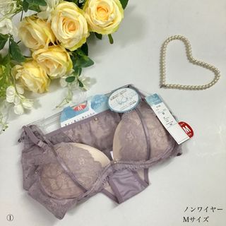 下着☆Mサイズ ノンワイヤーブラ&ショーツ 女装 男性様も！　①(ブラ&ショーツセット)