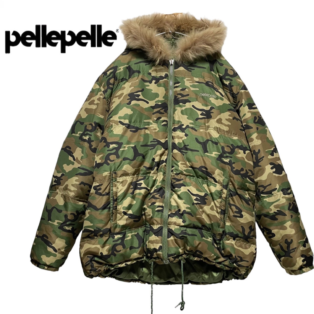 Pelle Pelle ペレペレ ファー付き迷彩 カモフラ ダウンジャケット