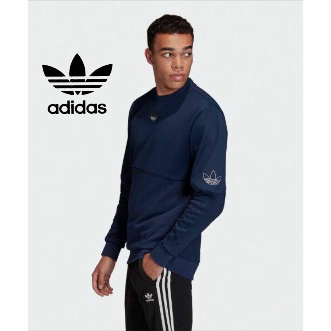 【送料無料】adidas アウトラインクルーネックスウェットシャツ ネイビー