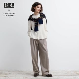 ユニクロ(UNIQLO)のユニクロ UNIQLO ブラッシュドジャージータックワイドパンツ(カジュアルパンツ)