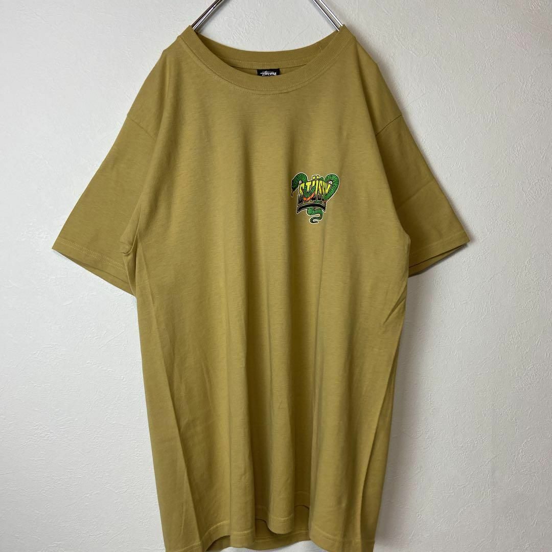 【メキシコ製、くすみカラー】stussyバックプリントロゴドラゴン薄茶M