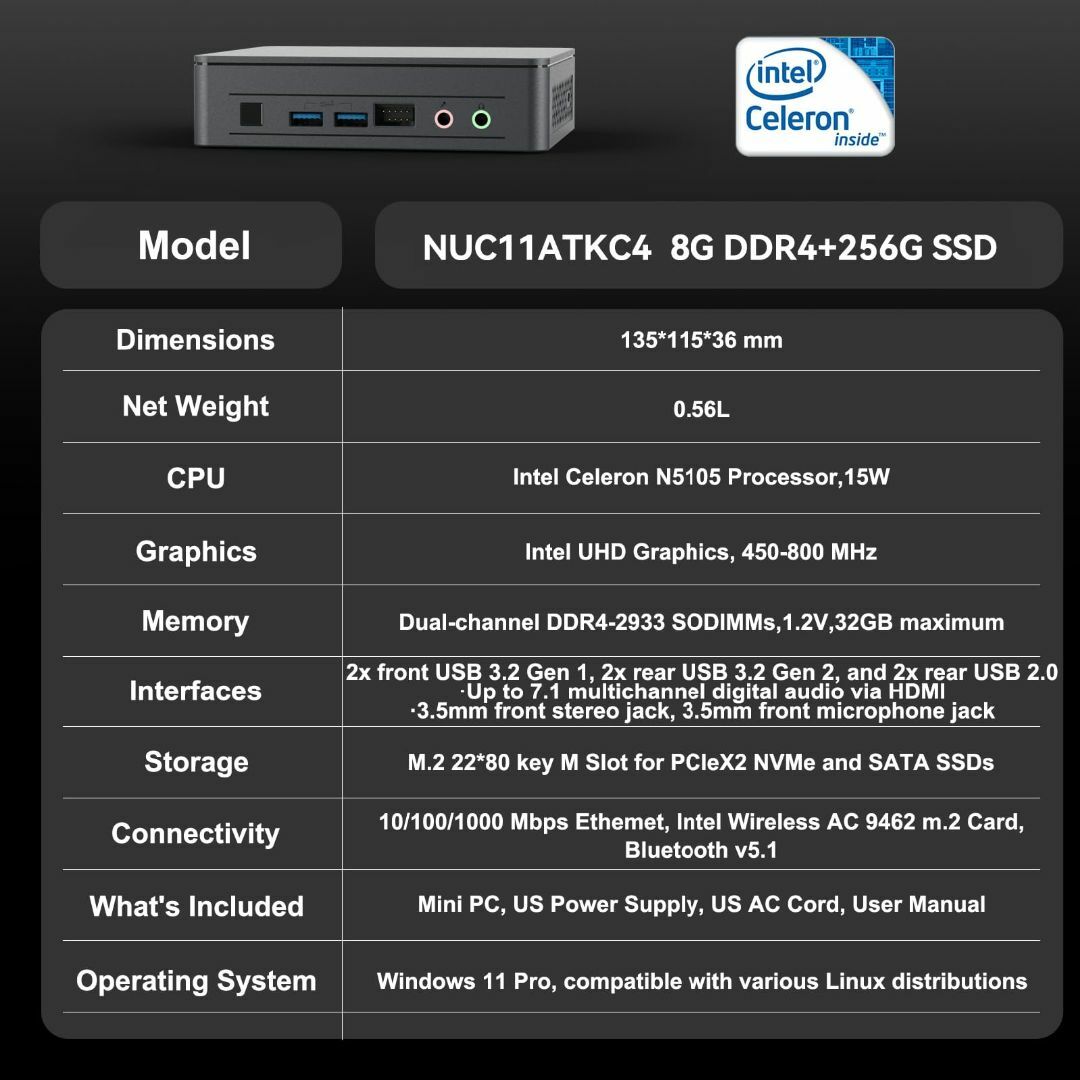 Intel nuc 11 ミニpc 第11世代 N5105 プロセッサ 8GB の通販 by momo's