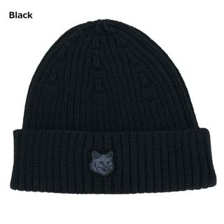 メゾンキツネ(MAISON KITSUNE')のMaison Kitsune(メゾン キツネ) LM06111KT1022 FOX HEAD PATCH RIBBED BEANIE Black(ニット帽/ビーニー)