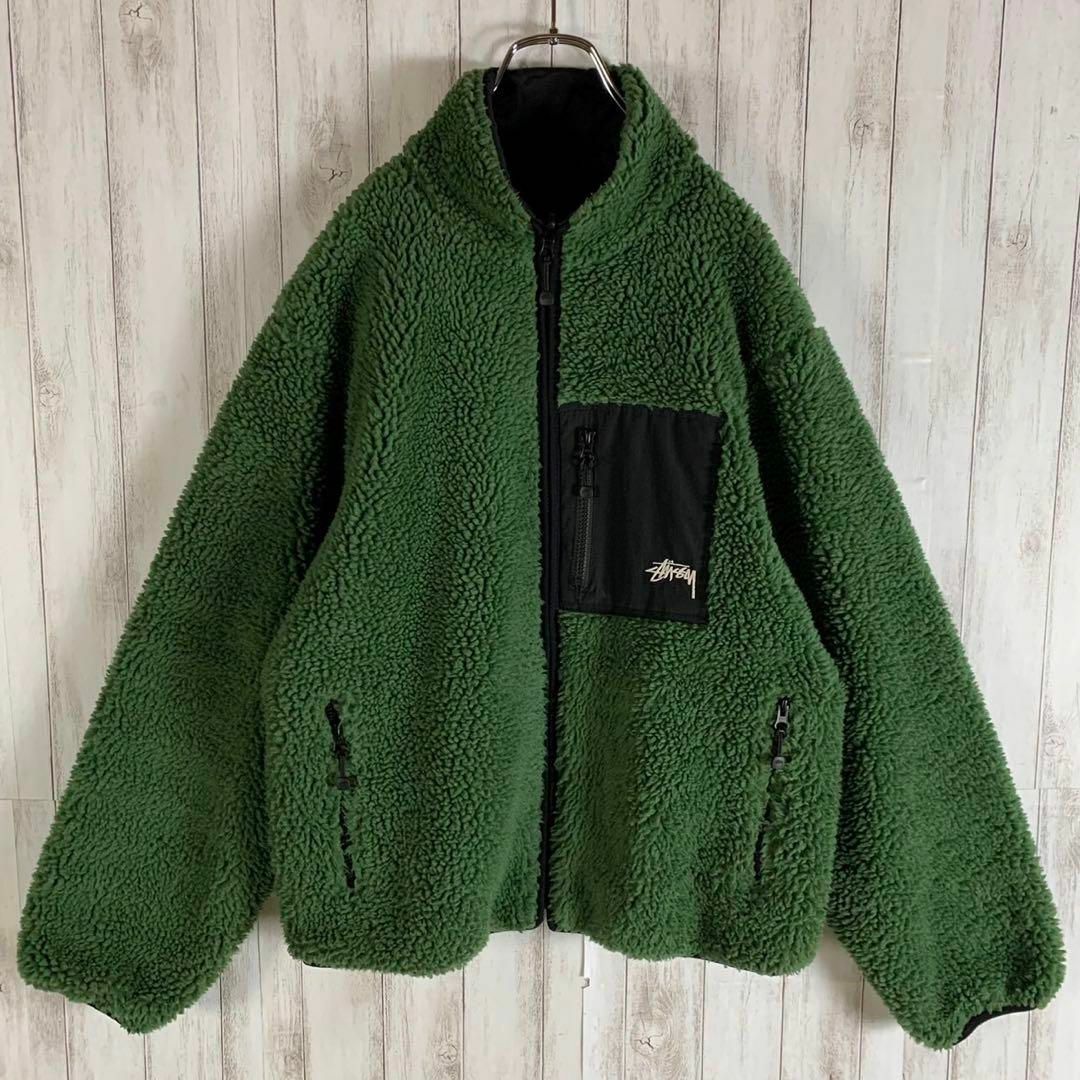 stussy 8 Ball Sherpa Jacket  ボアジャケット M 緑