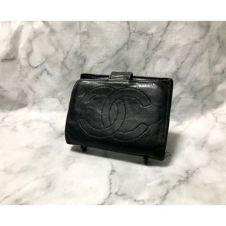 シャネル(CHANEL)のCHANEL シャネル ココマーク 財布 がま口　ラムスキン　 二つ折り　(財布)