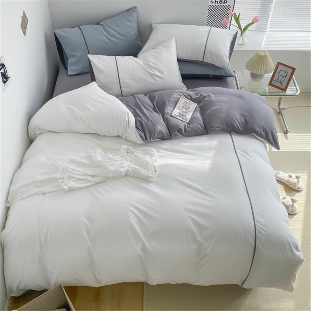 【サイズ:セミダブル_色:ホワイト】LAIKOR 寝具カバーセット ふとんカバー