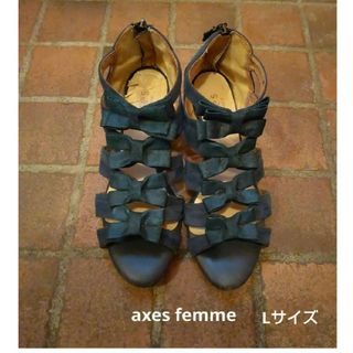 アクシーズファム(axes femme)のaxes femmeネイビーリボンサンダルLsize(サンダル)