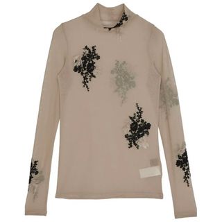 アメリヴィンテージ(Ameri VINTAGE)のAMERI UND FUR EMBROIDERY SKIN TOP ベージュ(カットソー(長袖/七分))