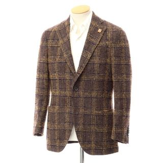 ラルディーニ(LARDINI)の【中古】ラルディーニ LARDINI ウールポリエステル チェック テーラードジャケット ブラウンxオーカー【サイズ44】【メンズ】(テーラードジャケット)