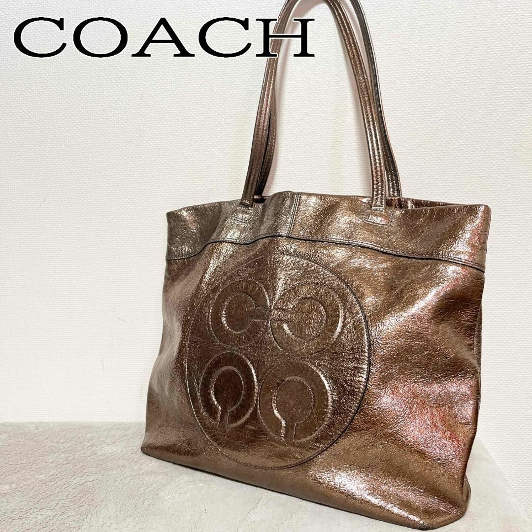 レア✨COACH コーチセミショルダーバッグトートバッグブラウンゴールド | フリマアプリ ラクマ