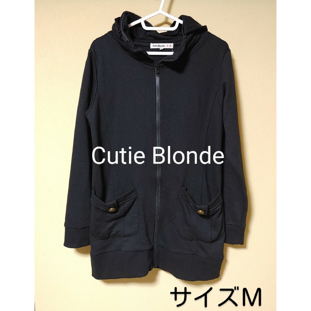 Cutie Blonde(キューティーブロンド)のCutie Blonde＊フード付きパーカー・サイズＭ＊無地・黒＊レディース レディースのトップス(パーカー)の商品写真