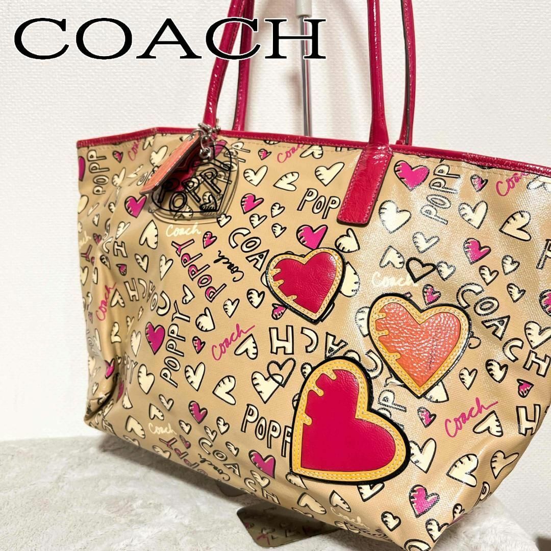 レア✨COACH コーチセミショルダーバッグトートバッグ総柄グラフィティブラウン