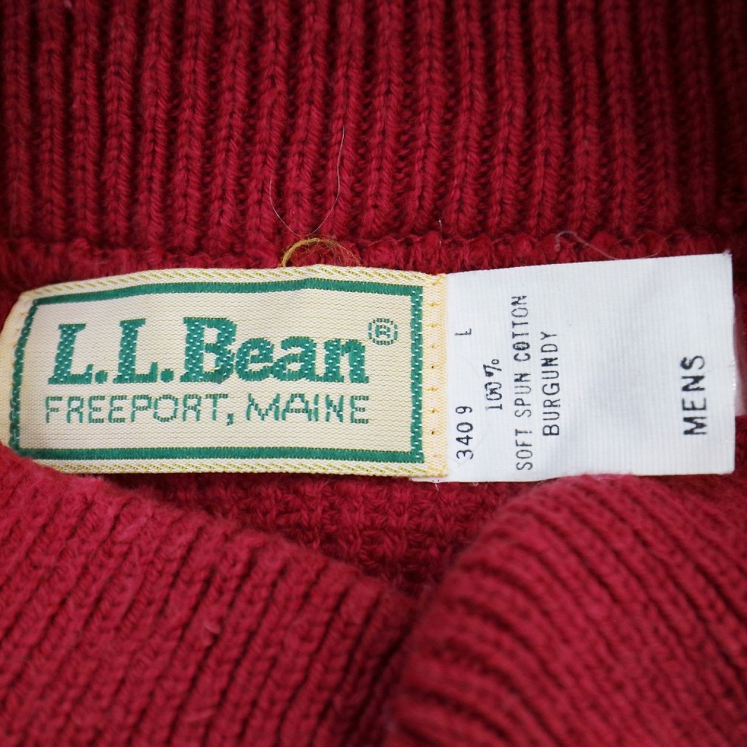 80年代 USA製 L.L.Bean エルエルビーン コットンニット セーター アウトドア ヘンリーネック ピンク (メンズ L)   O5794