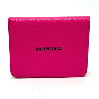 バレンシアガ(Balenciaga)のバレンシアガ BALENCIAGA ヴィル ロゴ ミディアムウォレット  2つ折り財布 レザー ピンク(財布)
