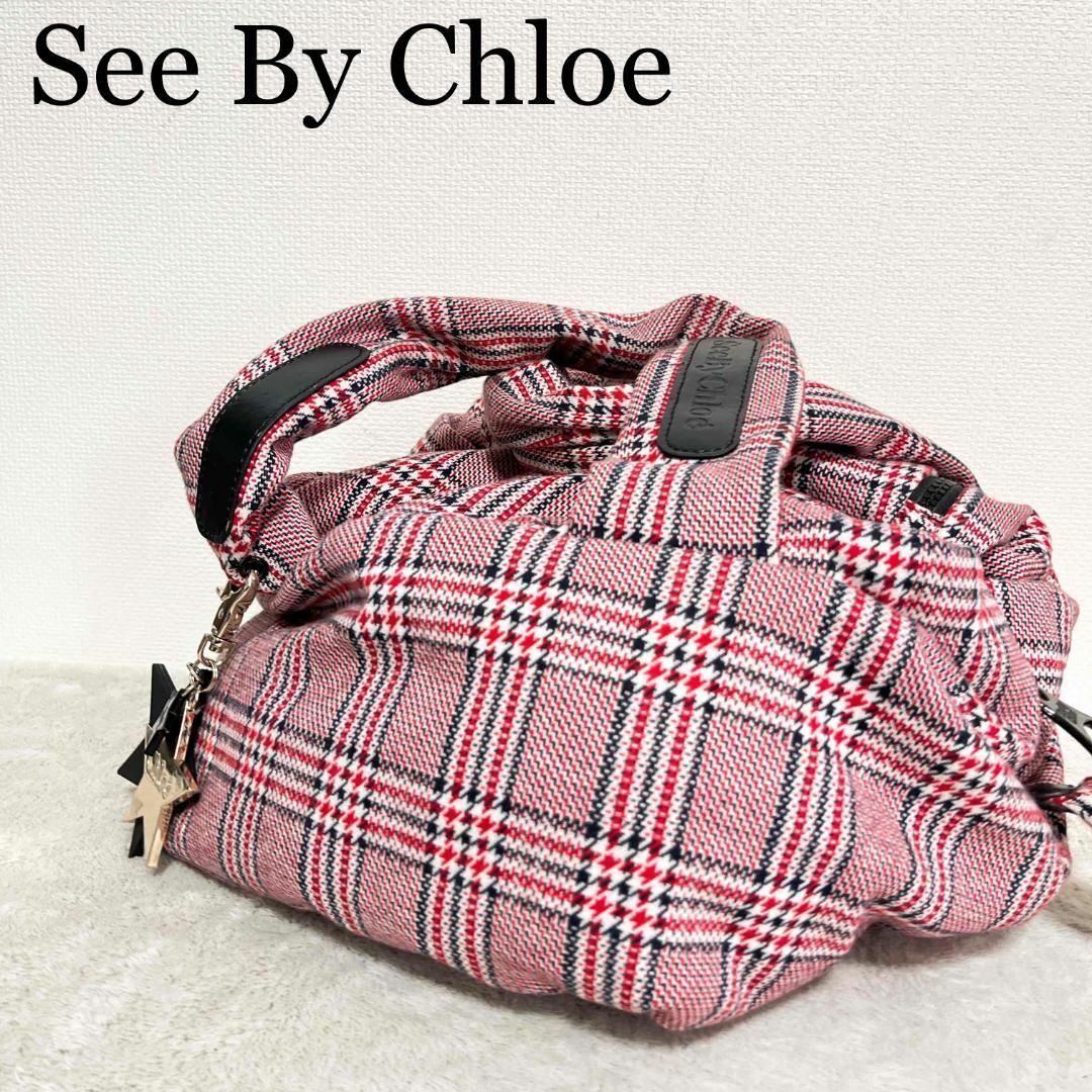 美品✨See By Chloe シーバイクロエハンドバッグトートバッグ レッド赤