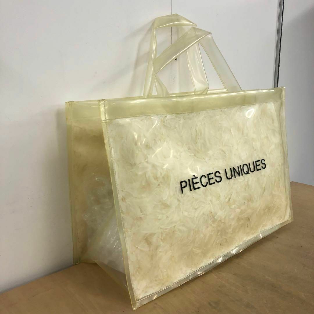 【美品・送料無料】希少 PIECES UNIQUESフェザーPVCトートバッグ