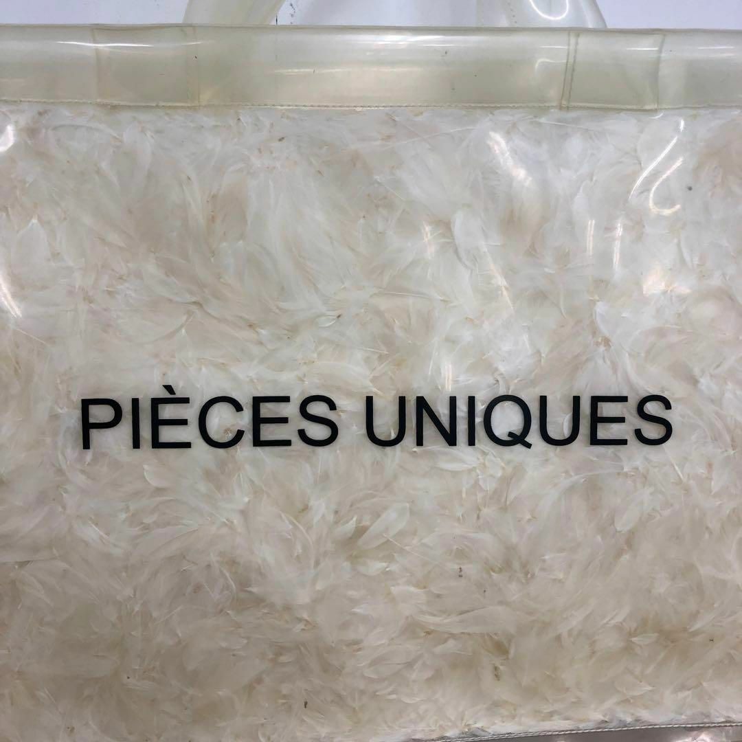 【美品・送料無料】希少 PIECES UNIQUESフェザーPVCトートバッグ