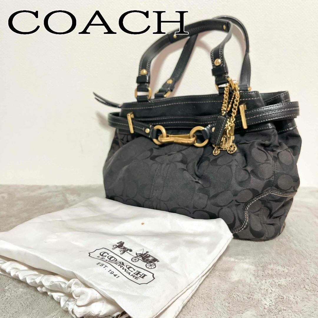 美品✨COACH コーチハンドバッグトートバッグ ブラック/黒シグネチャー