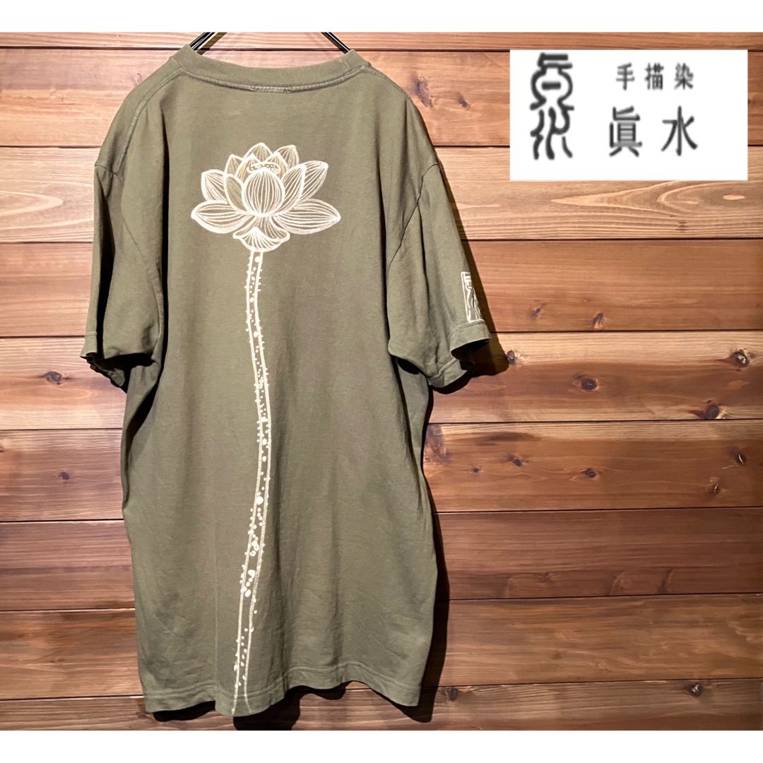 手描染　眞水　MAMIZU tシャツ 花柄　アートtシャツ