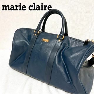 美品✨marie claireマリクレールショルダーバッグハンドバッグネイビー