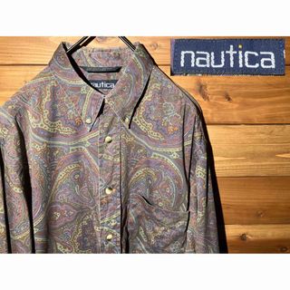 ノーティカ(NAUTICA)の補修あり　nautica  ペイズリー柄　ボタンダウンシャツ　総柄　アースカラー(シャツ)