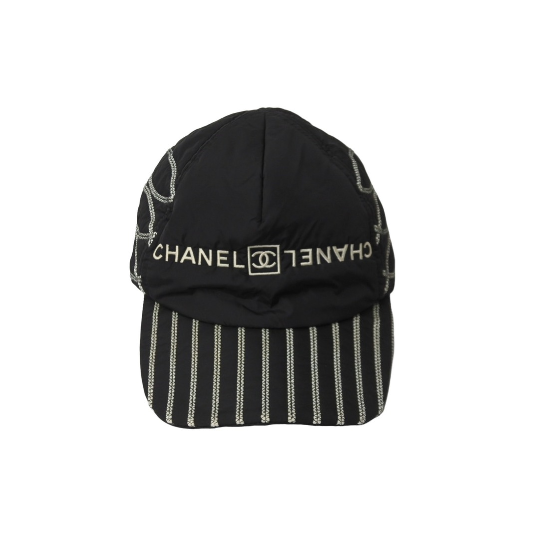 CHANEL シャネル スポーツライン キャップ 帽子 ココマーク ブラック ホワイト ドレイク M ナイロン 美品  55408