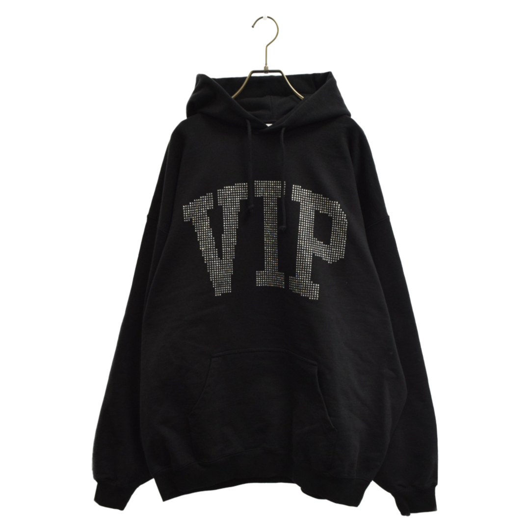 VETEMENTS ヴェトモン 23AW VIP CRYSTAL LOGO HOODIE ラインストーン プルオーバーパーカー ブラック UE54HD700G