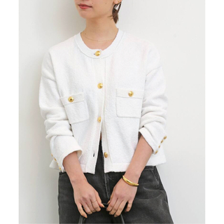 ドゥーズィエムクラス(DEUXIEME CLASSE)のDeuxieme Classe Cotton Jacket カーディガン 美品(カーディガン)