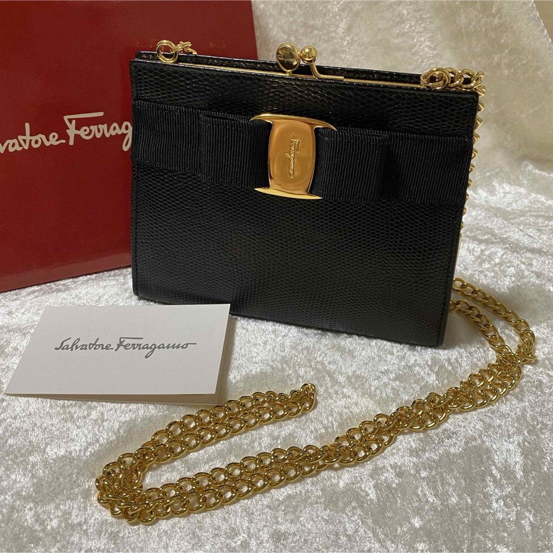 【極美品】Salvatore Ferragamo ヴァラ　リザード型押し　金金具