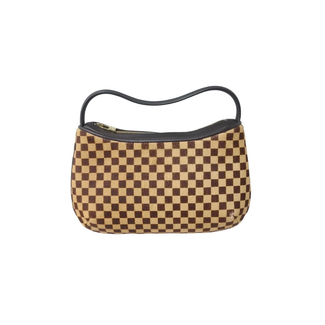 LOUIS VUITTON ルイヴィトン ハンドバッグ タイガー ダミエソバージュ ハラコ レザーM92132 ブラウン ゴールド 美品  55409ファスナー内側