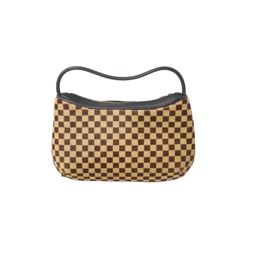 LOUIS VUITTON ルイヴィトン ハンドバッグ タイガー ダミエソバージュ ハラコ レザーM92132 ブラウン ゴールド 美品  55409ファスナー内側