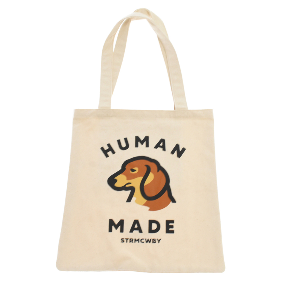 HUMAN MADE ヒューマンメイド BOOK TOTE コットンキャンバス ダックスフンドアニマルグラフィックトートバッグ アイボリー HM26GD044