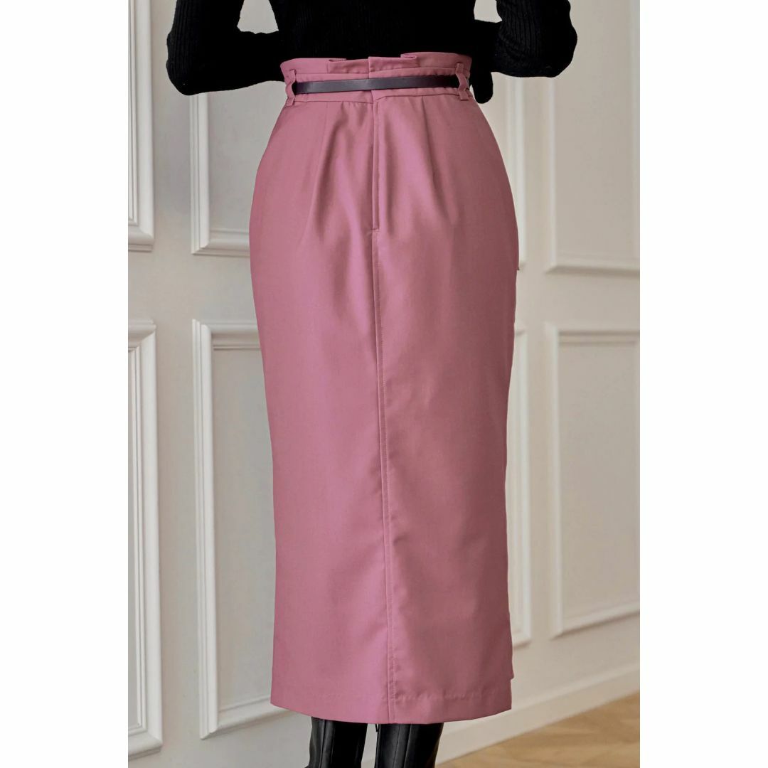 Belted Wrap-Effect Twill Skirt [S]