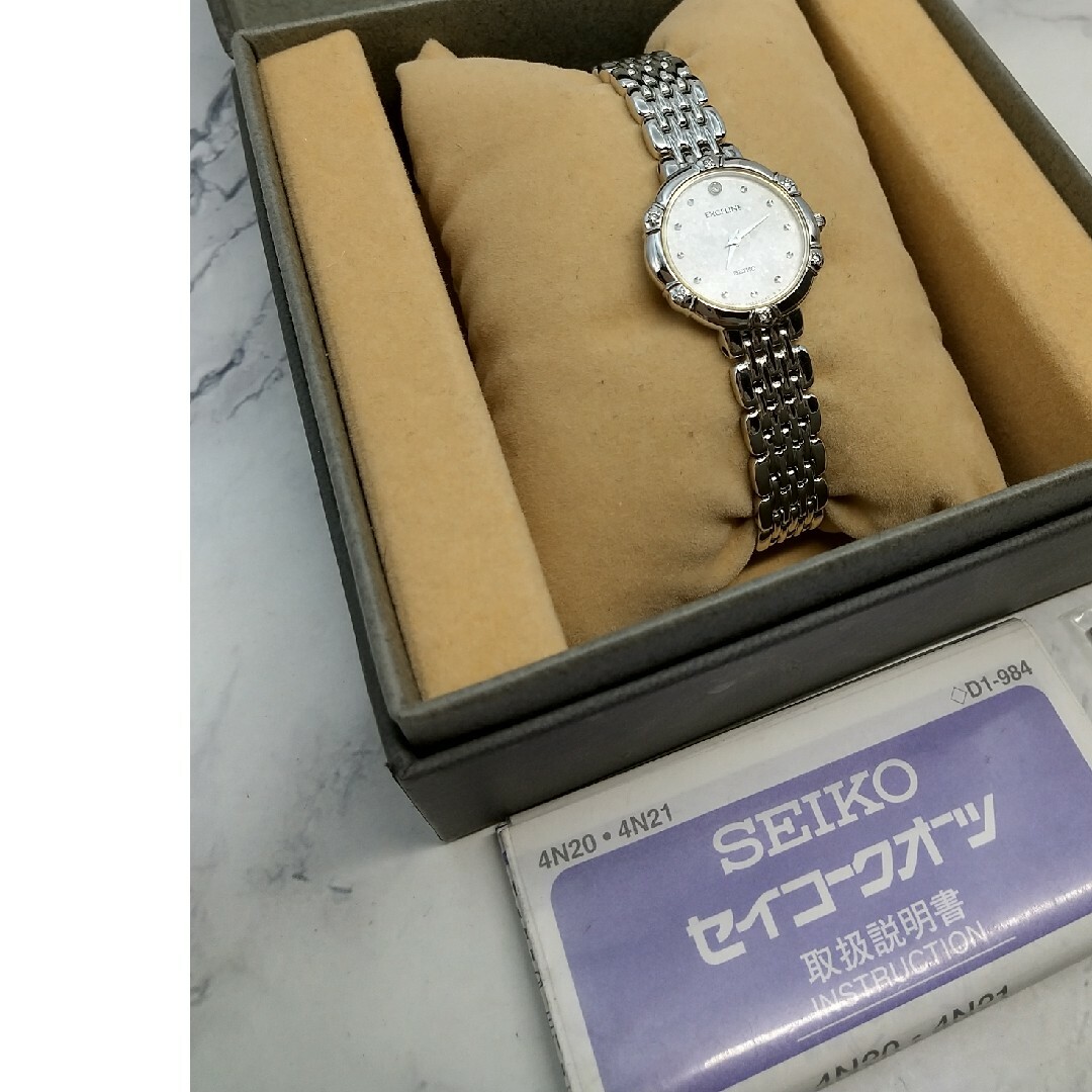 【新品電池】セイコー エクセリーヌ 腕時計 ダイヤ7P ゴールドステンレスベルト