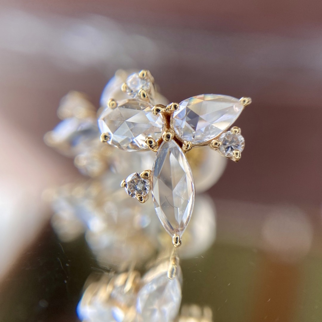 専用です』天然 ローズカット ダイヤモンド ピアス 計0.55ct K18の通販