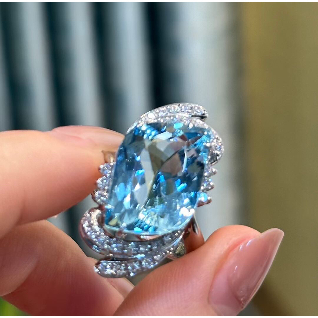 天然アクアマリン ダイヤ リング9.16ct pt900 ¥
