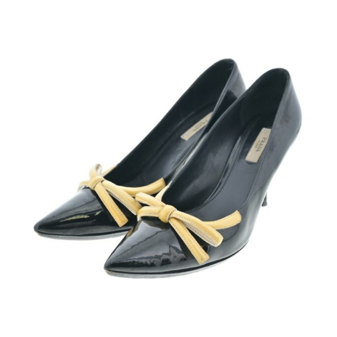 PRADA プラダ パンプス EU37 1/2(24cm位) 黒xクリーム - ハイヒール