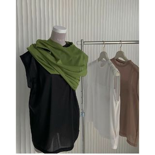 アメリヴィンテージ(Ameri VINTAGE)のameri MEDI USEFUL SHEER TANK グリーン(カットソー(半袖/袖なし))