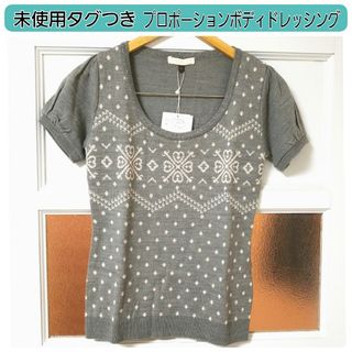 プロポーションボディドレッシング(PROPORTION BODY DRESSING)の【タグつき未使用】プロポーションボディドレッシング 秋冬 グレー 半袖ニットソー(ニット/セーター)