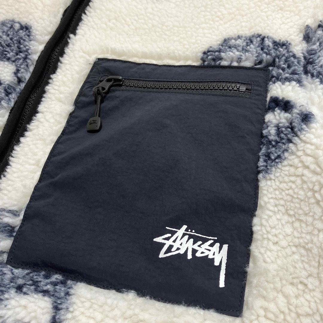 stussy ステューシー ボアジャケット　総柄　Mサイズ　ホワイト