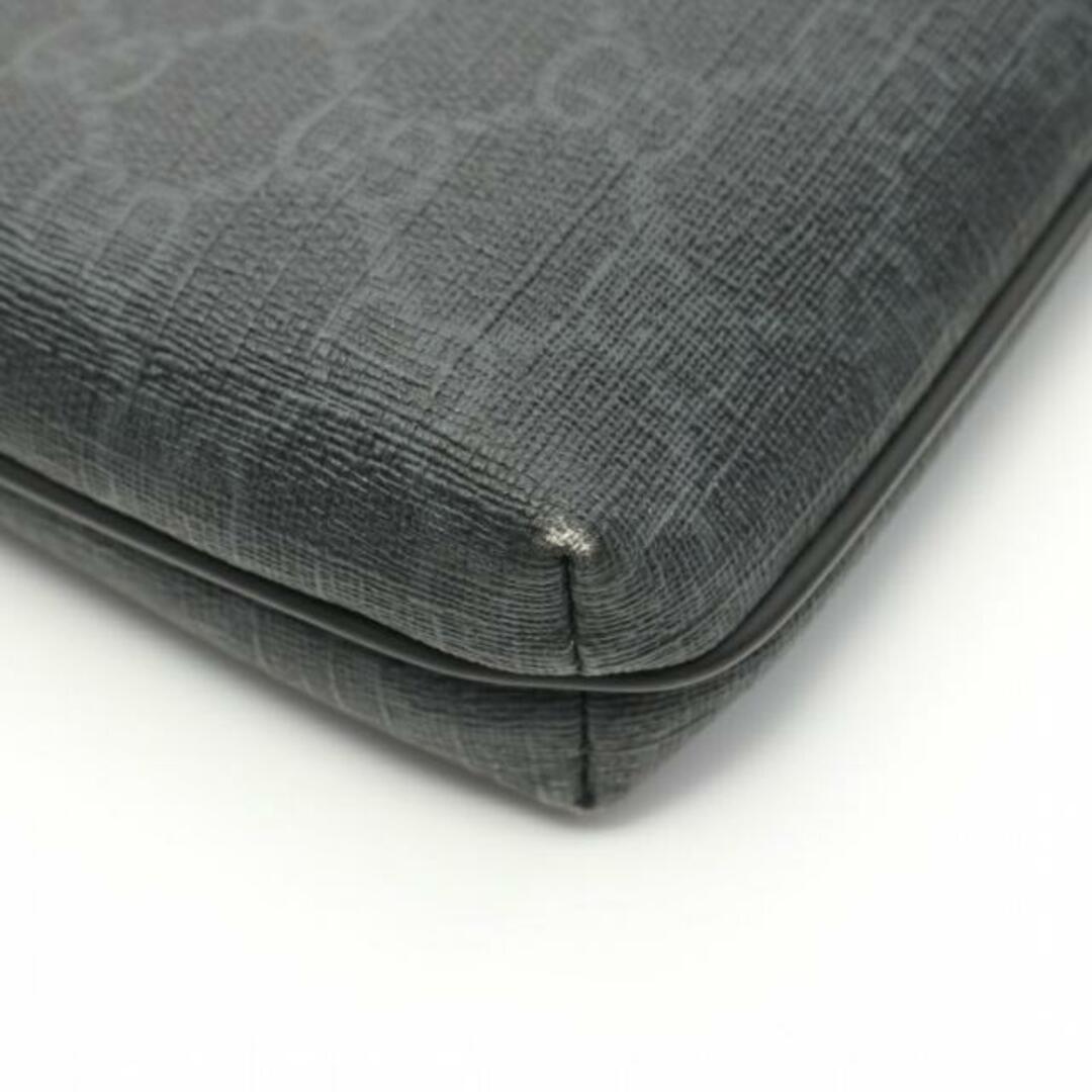Gucci(グッチ)のGGスプリーム ショルダーバッグ PVC レザー ブラック ダークグレー メンズのバッグ(ショルダーバッグ)の商品写真