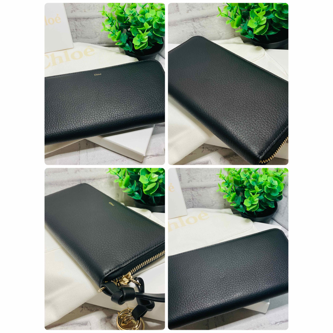新品未使用! クロエ Chloe 長財布 ブラック ラウンドファスナー チャーム