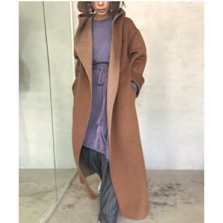 アメリヴィンテージ(Ameri VINTAGE)のameri REVER HOODED COAT キャメル(ロングコート)