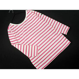 ルミノア(Le Minor)のLe minor ルミノア フランス製 ボーダー カットソー size1/白ｘピンク  ■◇ レディース(カットソー(長袖/七分))