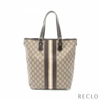 グッチ(Gucci)のGGプラス ハンドバッグ トートバッグ PVC レザー ベージュ ダークブラウン マルチカラー(トートバッグ)