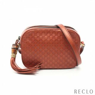 グッチ(Gucci)のマイクログッチシマ バンブー ショルダーバッグ レザー オレンジブラウン(ショルダーバッグ)