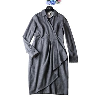 ☆MAXMARA☆美品☆シルク☆ロゴ☆ロングワンピース☆本革ベルト付-