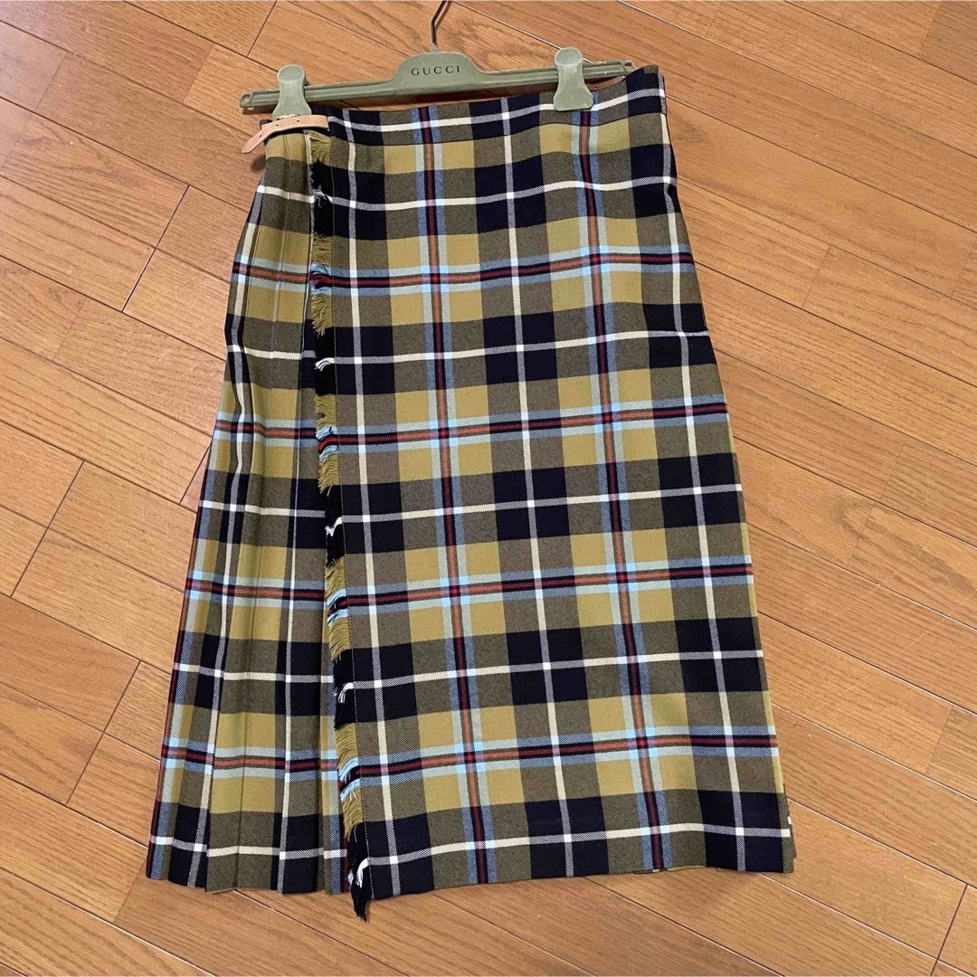 極美品【drawer】ドゥロワー チェック フレアー ラップスカート