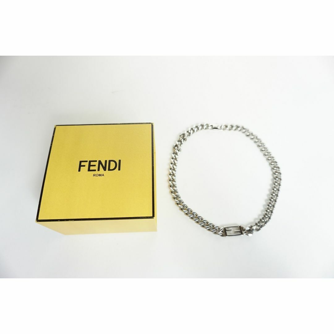 全長45cm程度原産国美品 正規 FENDI バゲット ネックレス チェーン チョーカー 912N▲