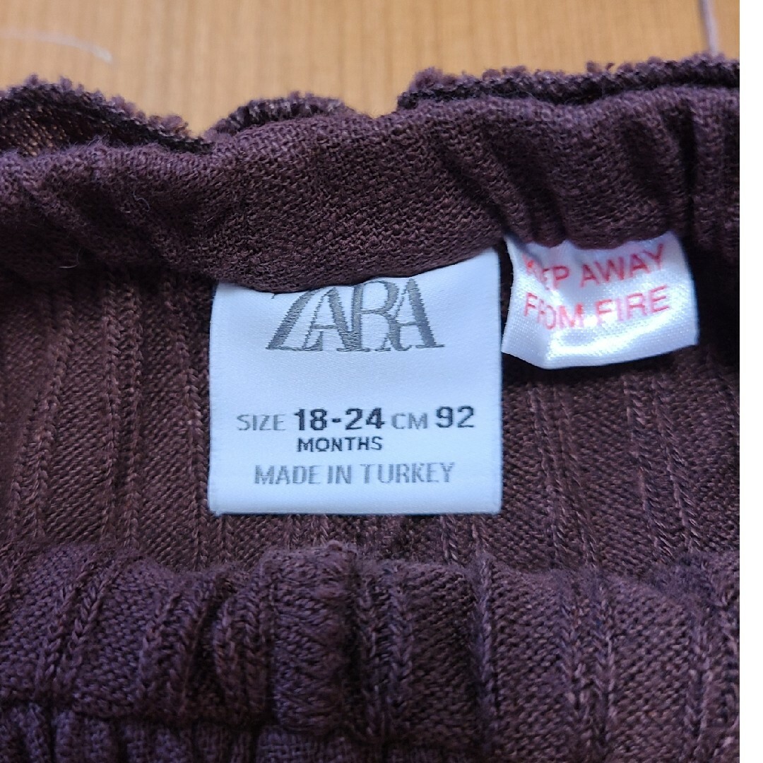 ZARA KIDS(ザラキッズ)の美品!!ザラベビー 薄手リブパンツブラウン92cm/18-24months キッズ/ベビー/マタニティのキッズ服女の子用(90cm~)(パンツ/スパッツ)の商品写真